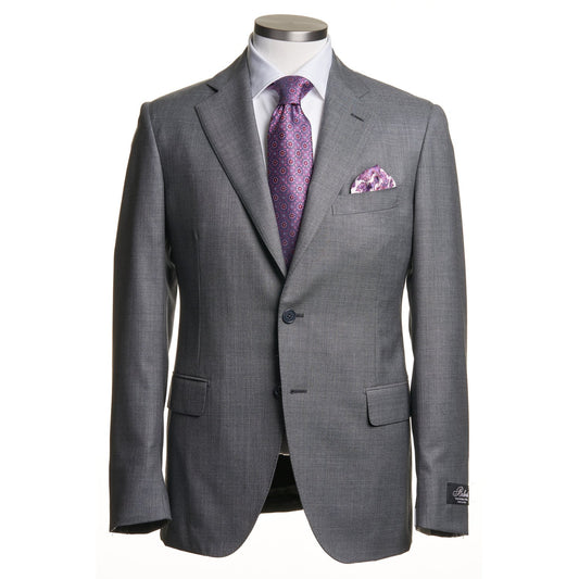 Belvest Super 150 Wool Suit in Solid Light Gray