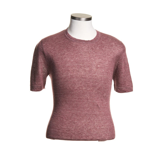 Gran Sasso Wool and Silk Knit Crew Neck T-Shirt in Rose