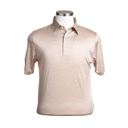 Gran Sasso Silk Polo Shirt in Beige