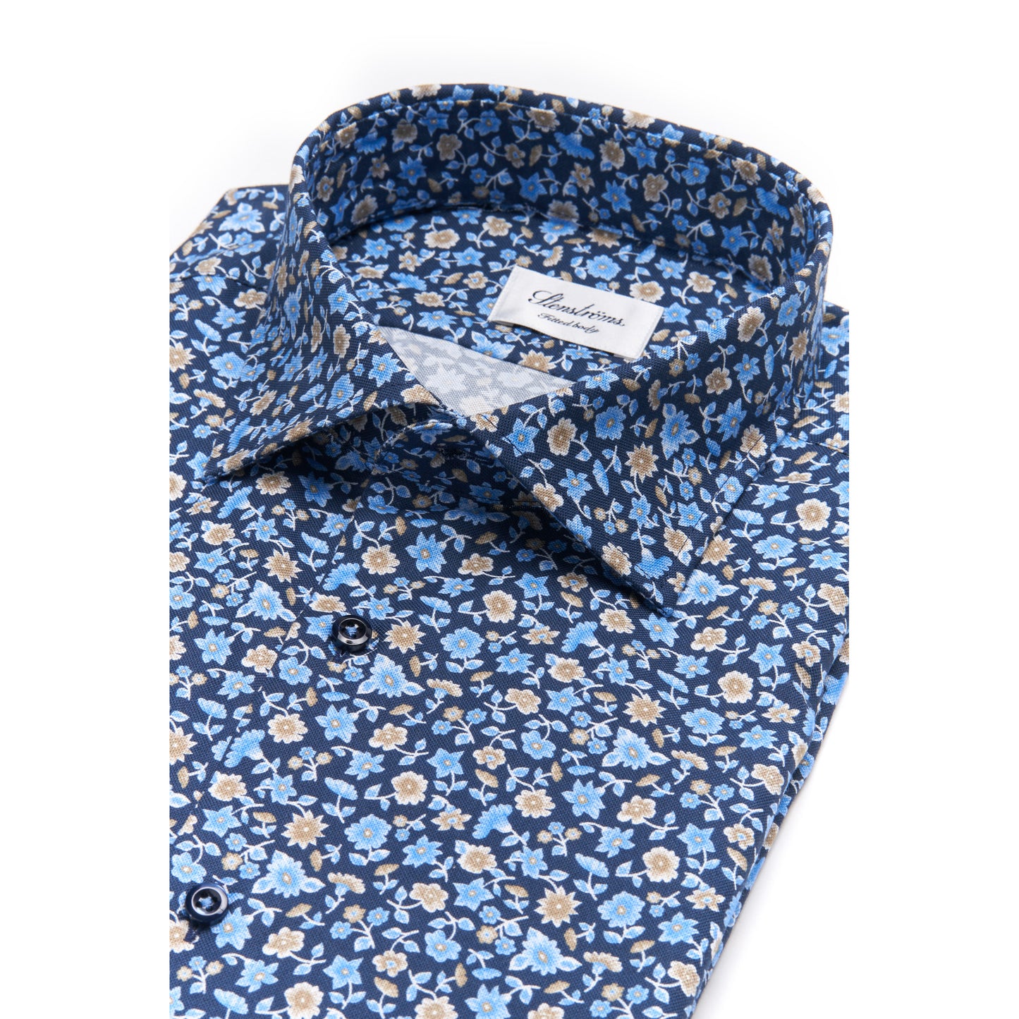 Stenstroms Blue Floral Pattern Sport Shirt
