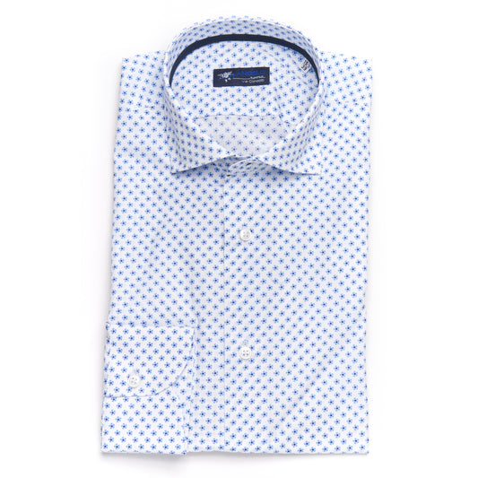 Angelo Trani Cotton Sport Shirt in Blue Micro Floral Pattern