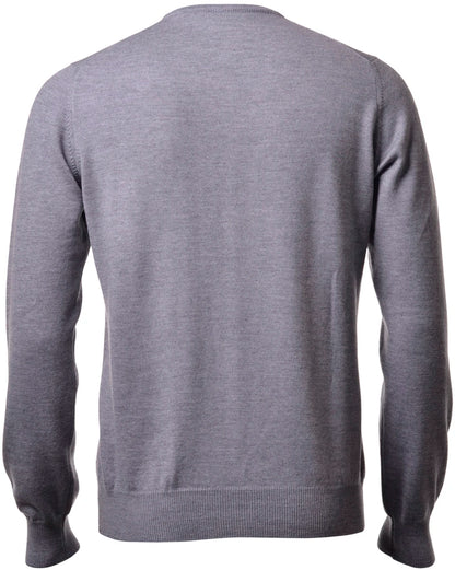 Gran Sasso Extra Fine Merino Wool V-Neck Sweater in Light Gray