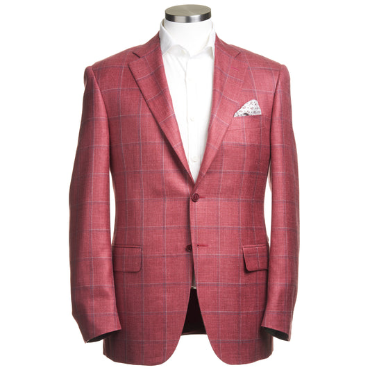 Canali Siena Model Wool Silk and Linen Sport Coat in Coral