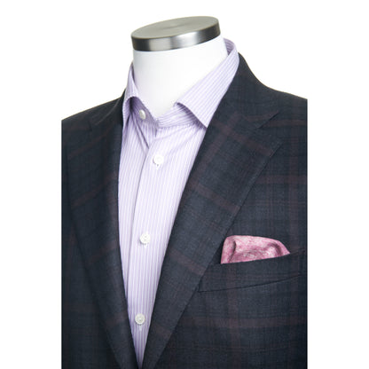 Canali Siena Model Wool Sport Coat in Black Maroon Windowpane