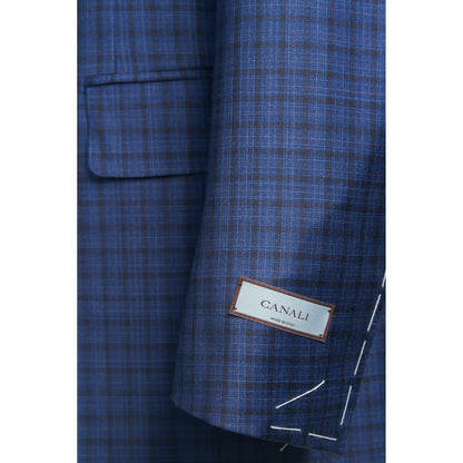 Canali Sport Coat in 100% Wool-Mini Check Blue