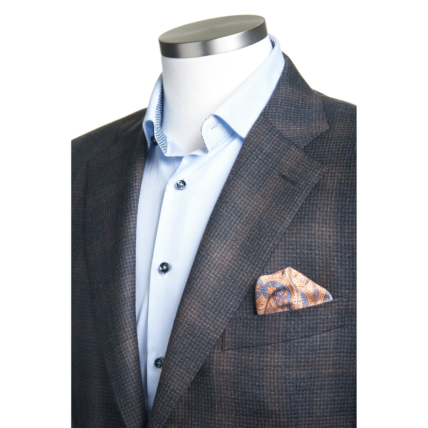 Canali Siena Model Wool Sport Coat in Mocha Grey Prince of Wales