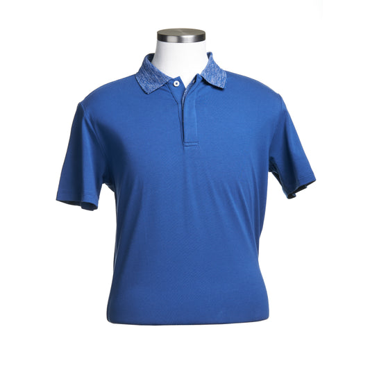 Ferrante Short Sleeve Contrast Polo in Royal Blue