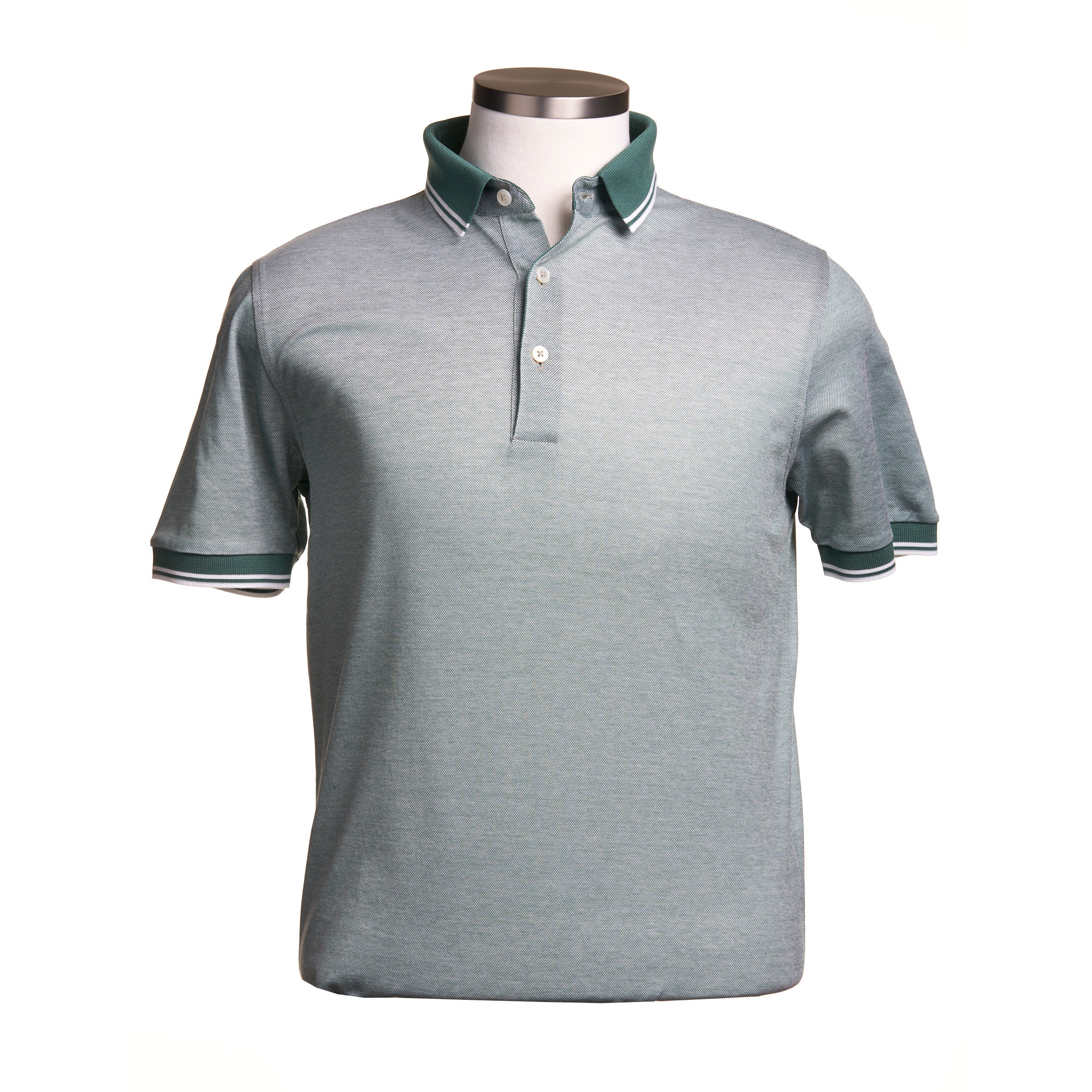 Gran Sasso Oxford Mercerized Cotton Polo in Light Green