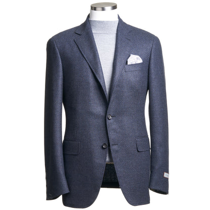 Canali Kei Model Wool Sport Coat in Blue & Gray.