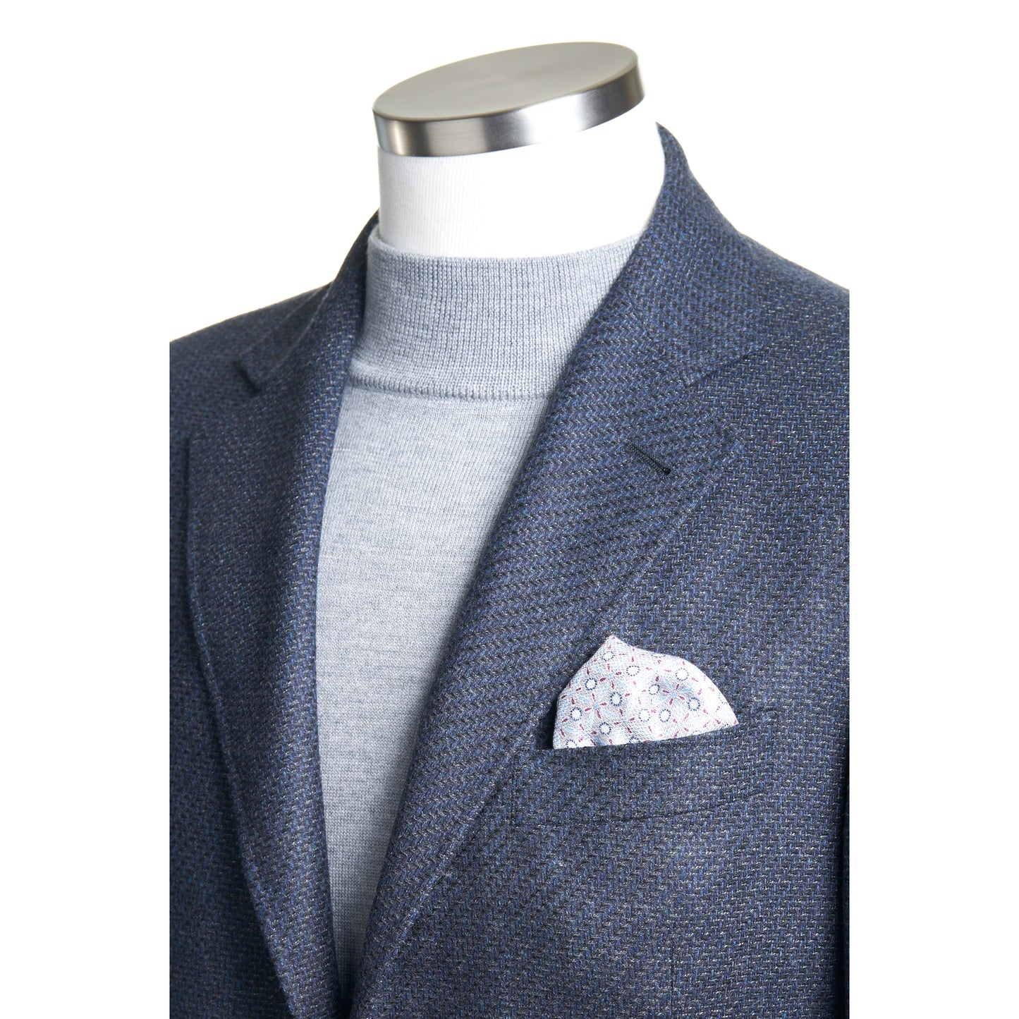 Canali Kei Model Wool Sport Coat in Blue & Gray.