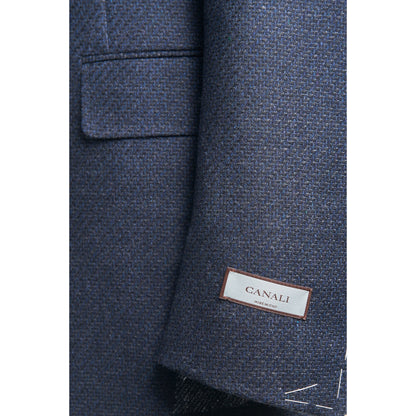 Canali Kei Model Wool Sport Coat in Blue & Gray.