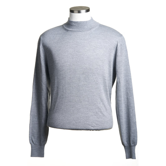 Gran Sasso Merino Wool Mock Sweater in light Grey