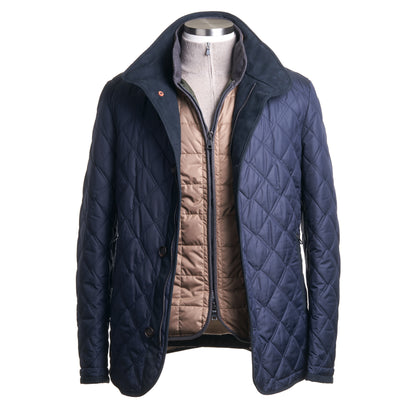 Waterville Nylon Diamond Quilt Car Coat in Navy