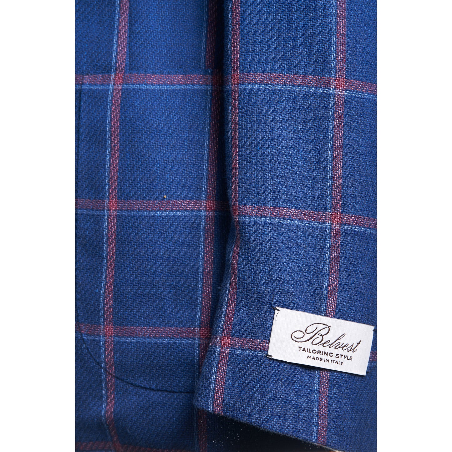 Belvest Light Wool Sport Coat in Blue Windowpane