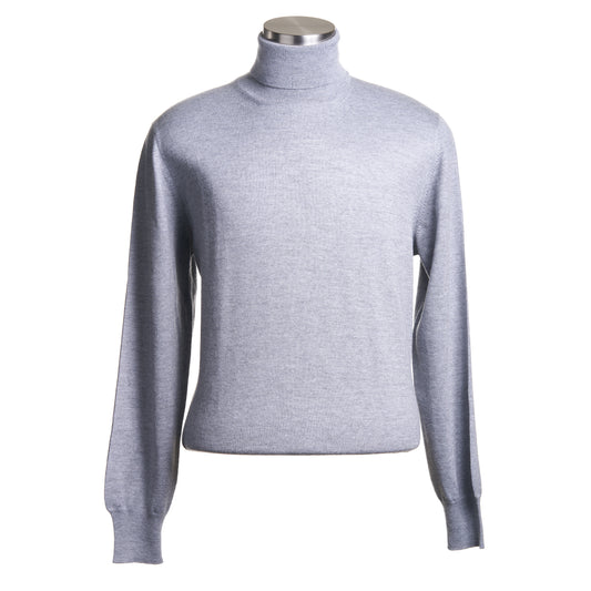 Gran Sasso Extra Fine Merino Wool Turtleneck Sweater in Light Gray