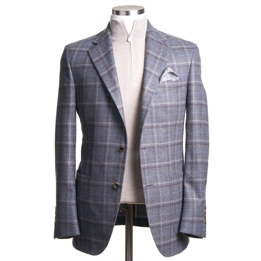 Uomo Sport Wool Sport Coat in Gray & Mocha Plaid