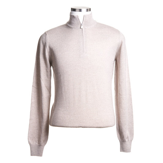 Gran Sasso Extra Fine Merino Wool Quarter-Zip Sweater in Oatmeal