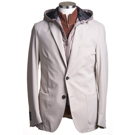 Fradi Stretch Jacket with Removable Hoodie and Chest-Piece in Taupe