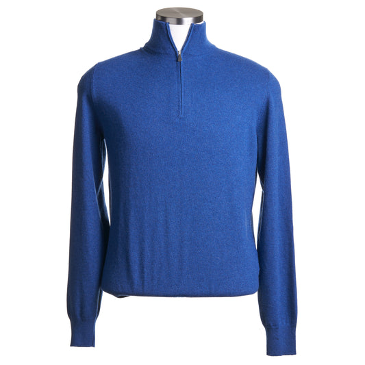 Gran Sasso 100% Cashmere Quarter-Zip Sweater in Royal Blue