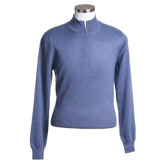 Gran Sasso Extra Fine Merino Wool Quarter-Zip Sweater in Sky Blue