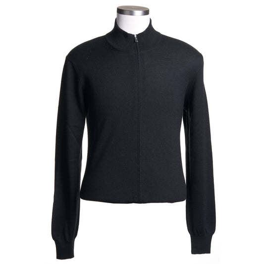 Gran Sasso Merino Wool Full-Zip Sweater in Black