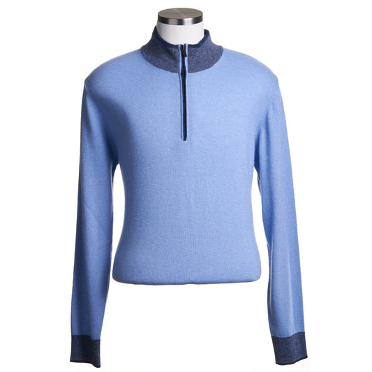 Codice Quarter-Zip Wool & Cashmere Sweater in Light Blue