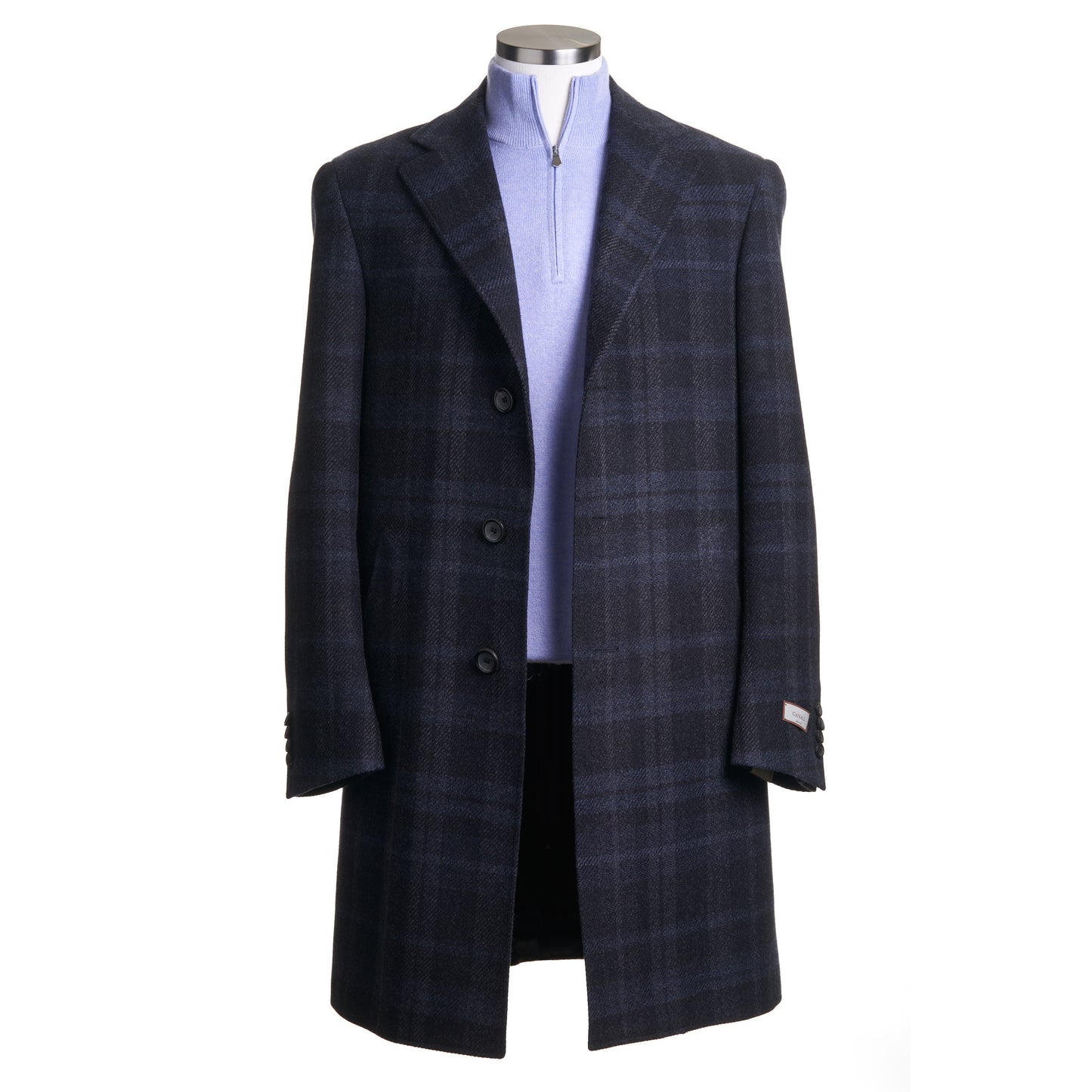 Canali Kei Wool & Cashmere Topcoat in Blue & black