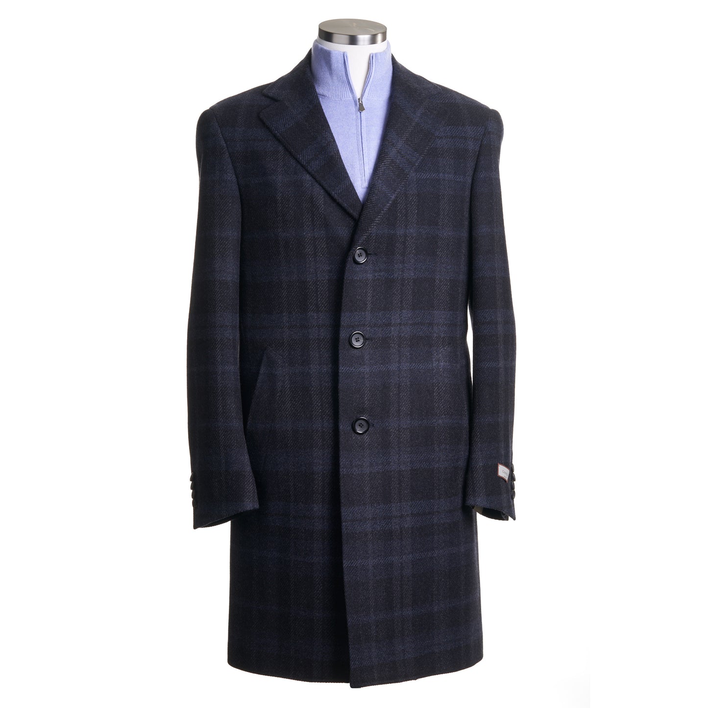 Canali Kei Wool & Cashmere Topcoat in Blue & black