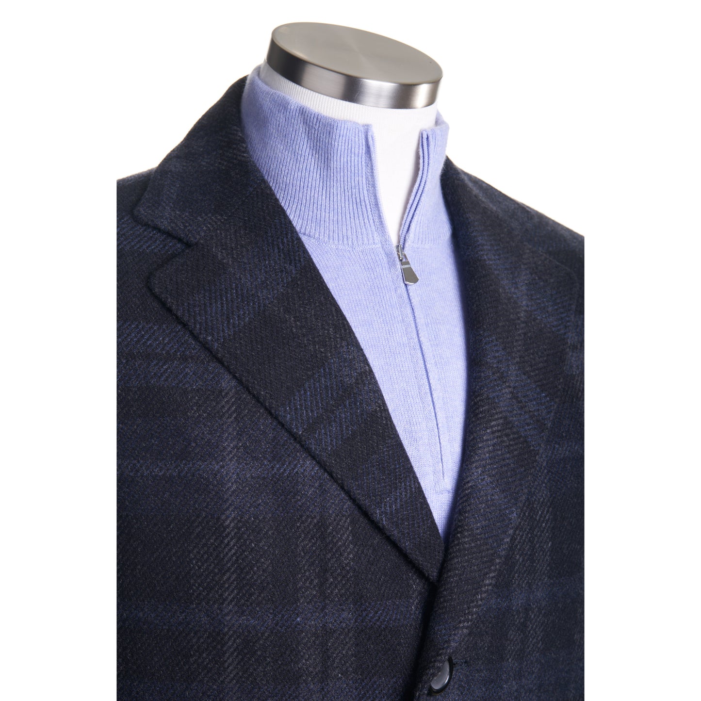 Canali Kei Wool & Cashmere Topcoat in Blue & black