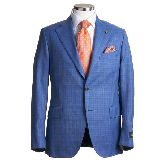 Belvest Suit in Super 140's Wool -Prince of Wales Pattern-Light Blue