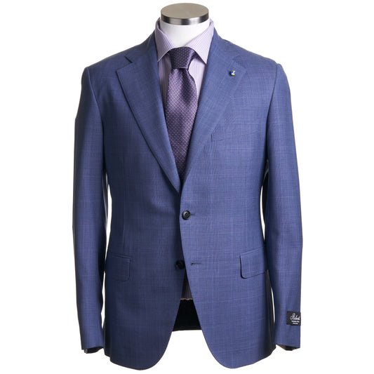 Belvest Super 110 Wool Suit Prince of wales in Mid Blue.