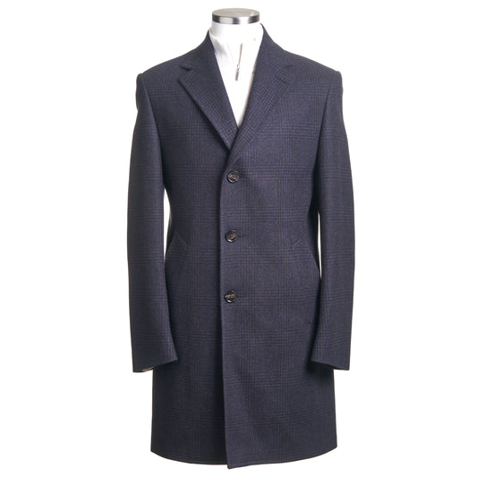 Uomo 100% Wool Top Coat - Brown/Blue