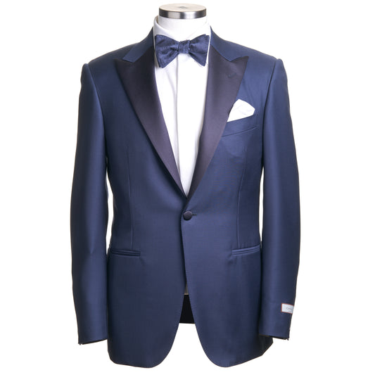 Canali Wool Two-Piece Tuxedo Suit with Satin Peak Lapel in Mediterranean Blue