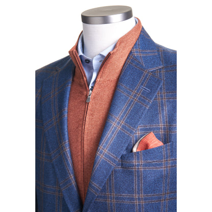 Uomo 100% Wool Sport Coat in Blue Glen Plaid