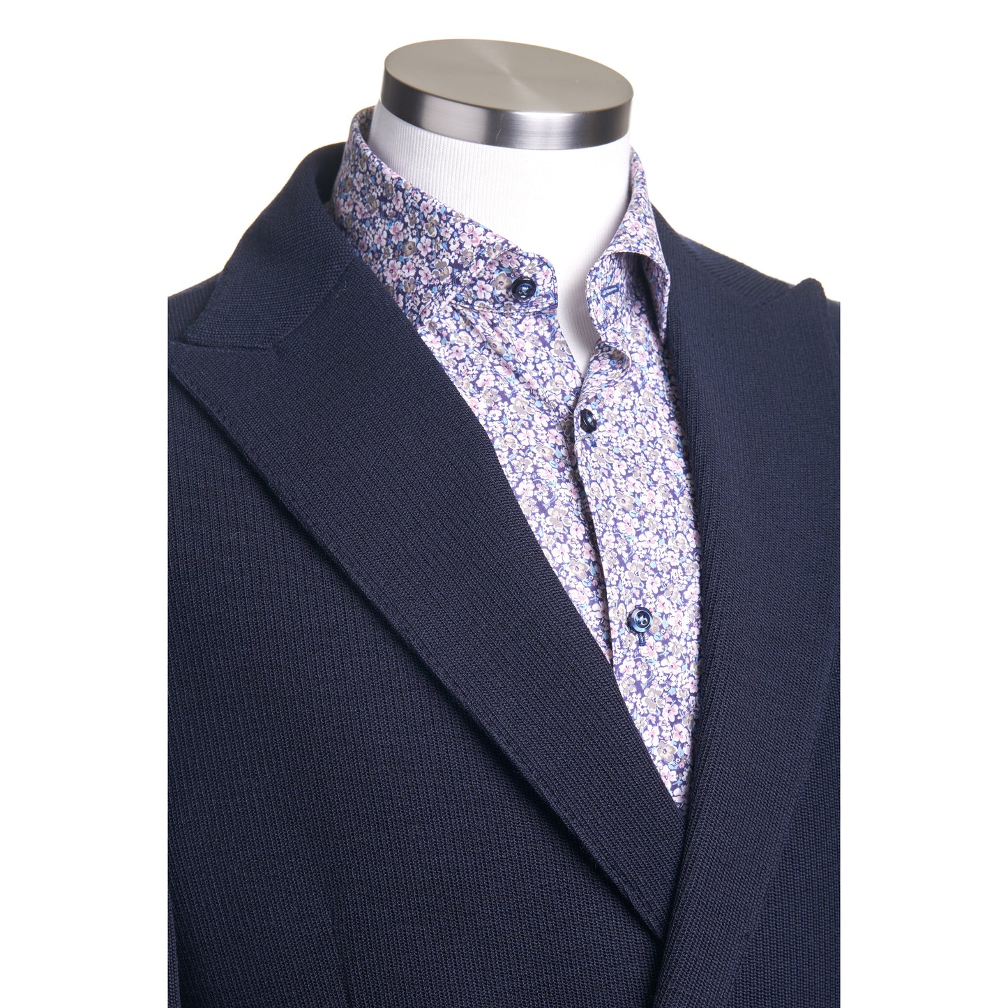 Fradi Knitted Wool Jersey Jacket in Double-Breasted Model - Navy Blue