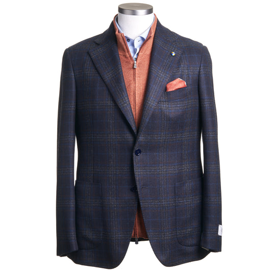 Belvest Wool & Cashmere Sport Coat in Blue & Burnt Orange