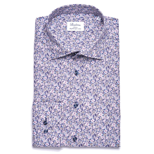 Stenstroms Sport Shirt in Floral pattern,Slim fit-Light Pink