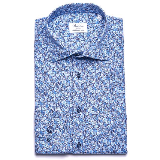 Stenstroms Sport Shirt in floral pattern ,Slim fit- Blue