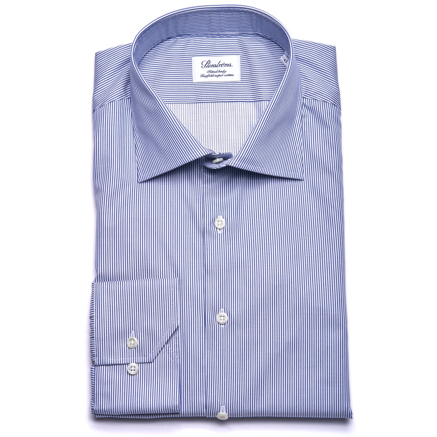 Stenstroms Fitted Body Sport Shirt in Light Blue Stripe