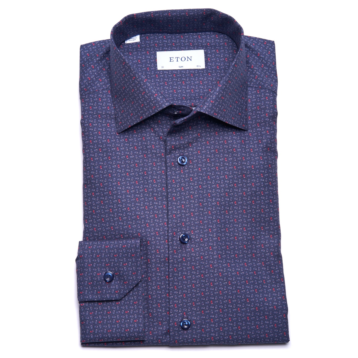 Eton Micro Paisley Signature Twill Sport Shirt in Navy