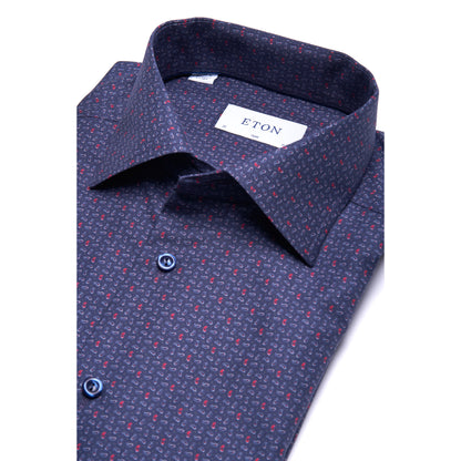 Eton Micro Paisley Signature Twill Sport Shirt in Navy