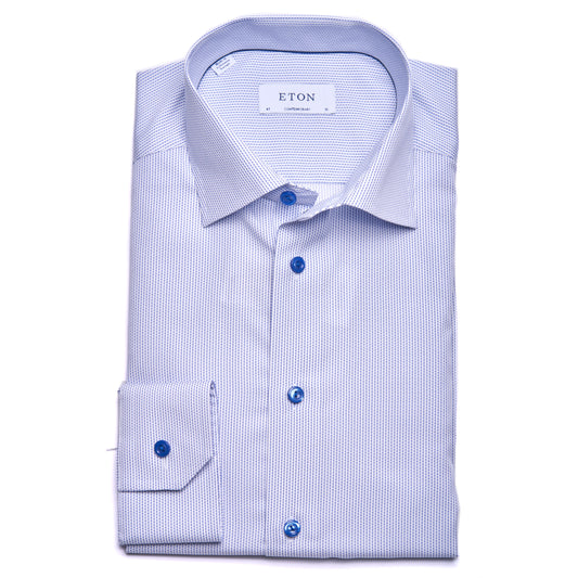 Eton Micro Print Signature Poplin Sport Shirt in Blue