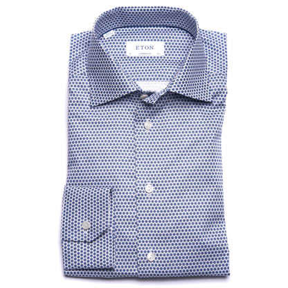 Eton Micro Floral Signature Twill Sport Shirt in Light Blue