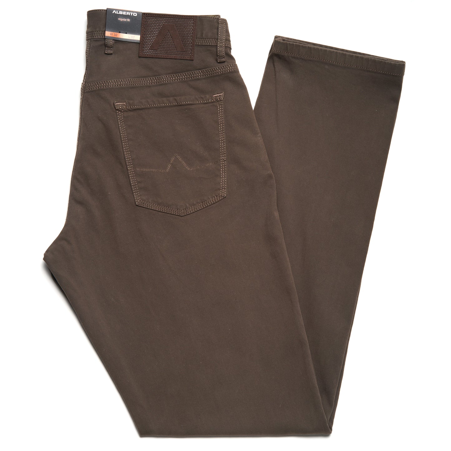 Alberto Jeans Regular Fit Soft Twill in Tobacco