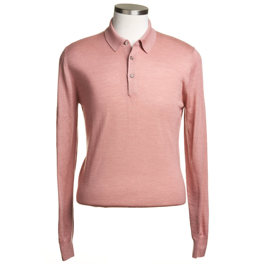 Gran Sasso Silk and Merino Wool Polo Sweater in Salmon