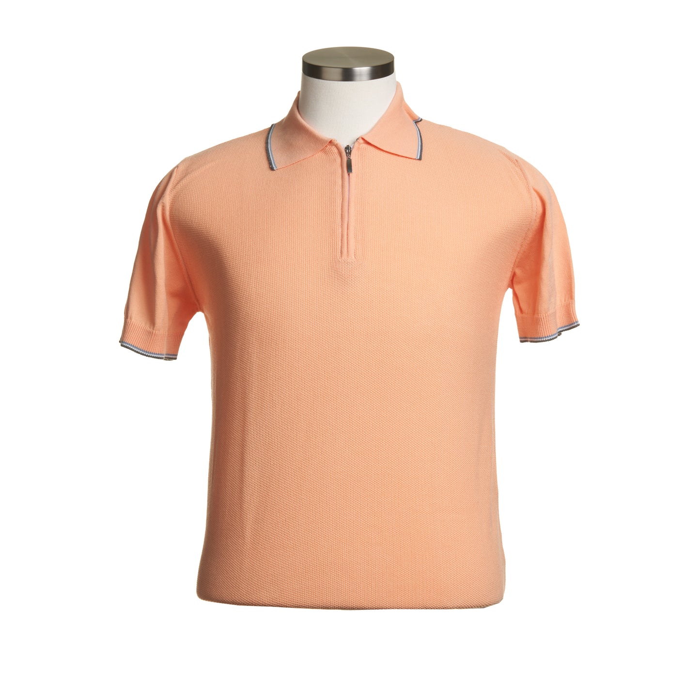 Codice Short Sleeve Cotton ZIP Polo in Peach