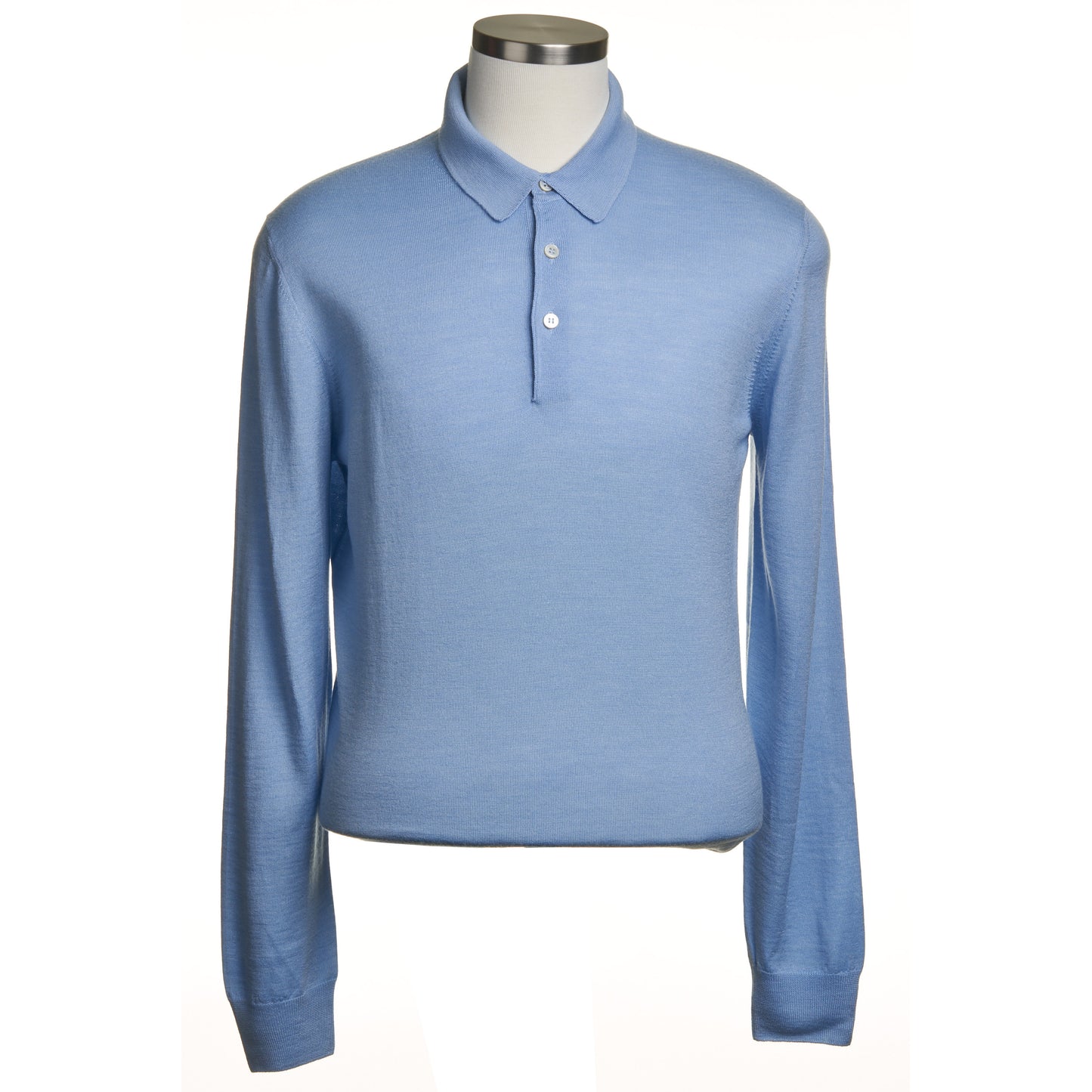 Gran Sasso Silk and Merino Wool Polo Sweater in Light Blue