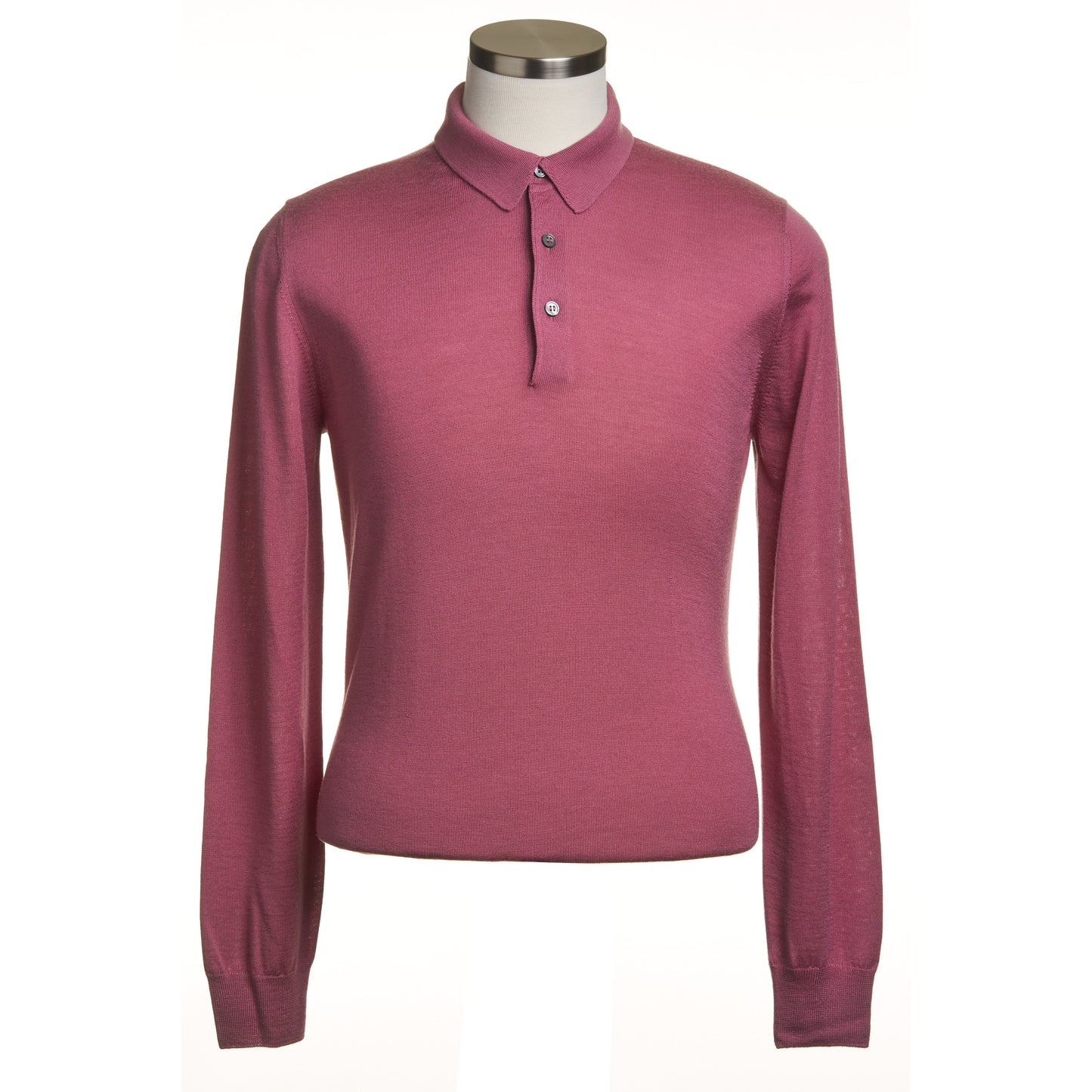 Gran Sasso Silk and Merino Wool Polo Sweater in Dark Pink