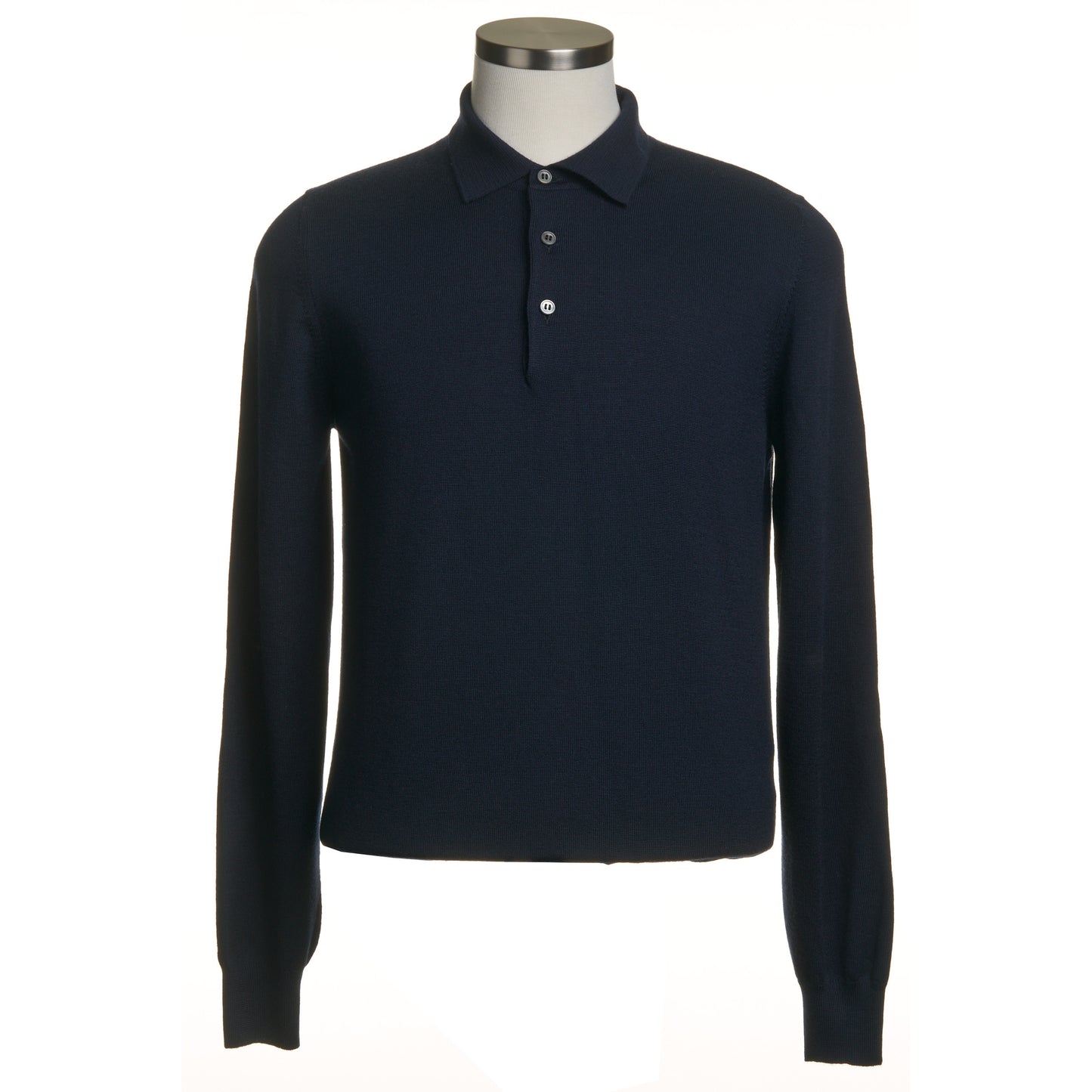 Gran Sasso Silk and Merino Wool Polo Sweater in Navy