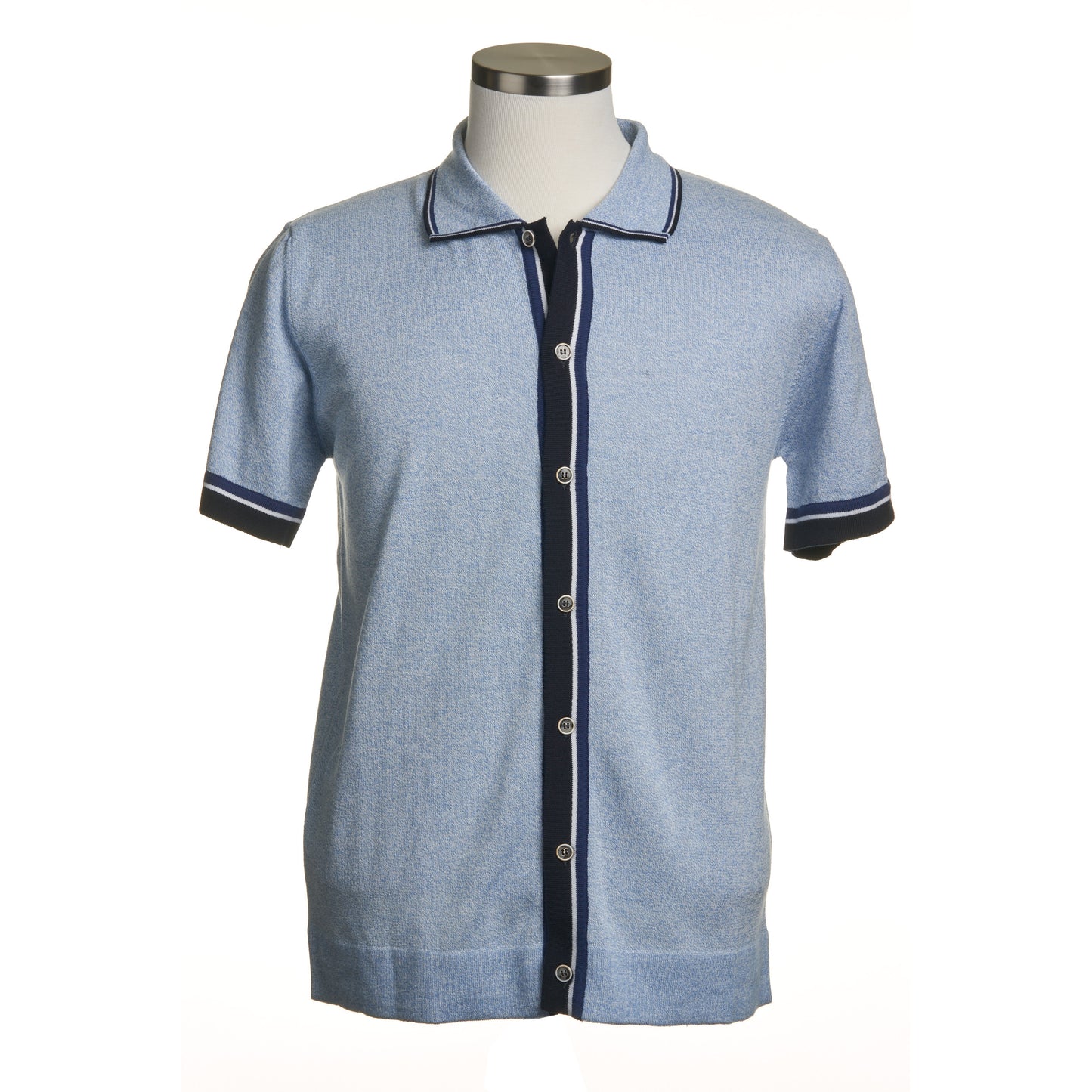 Codice Short Sleeve Polo Cardigan - Light Blue